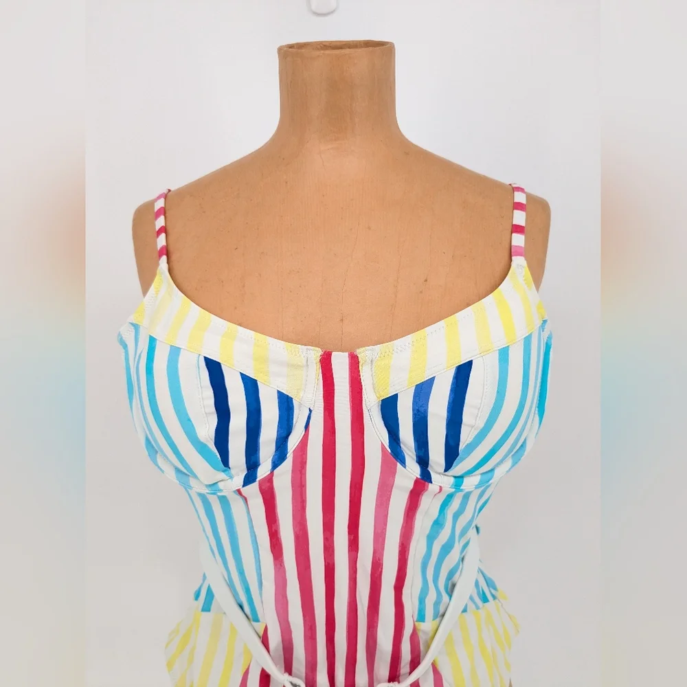 Solid & Striped The Spencer One Piece Colorblock Watercolor Stripe Swimsuit XL - Picture 6 of 12